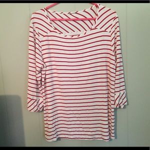 Red and white striped top